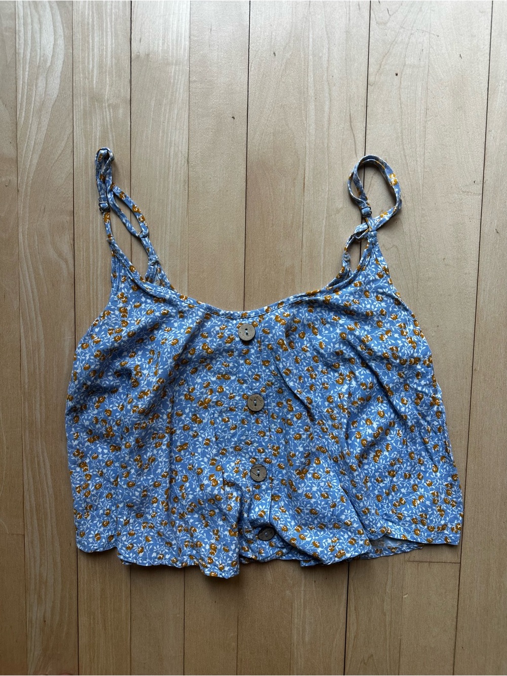 Tilly’s Miley and Moly Blue Floral Button-Front Cami Top